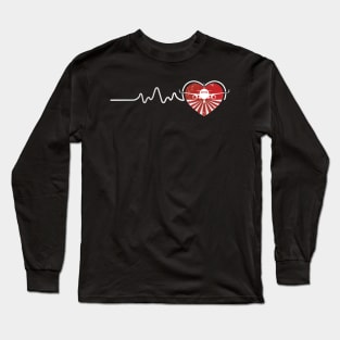 Airplane Heartbeat Pilot Filying Cool Aviator Gift Long Sleeve T-Shirt